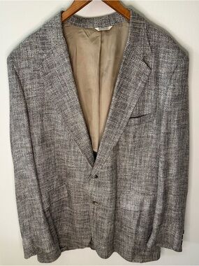 Vintage Lord Bauer Tweed Blazer USA Wool Brown Flecked Sport Coat 46L